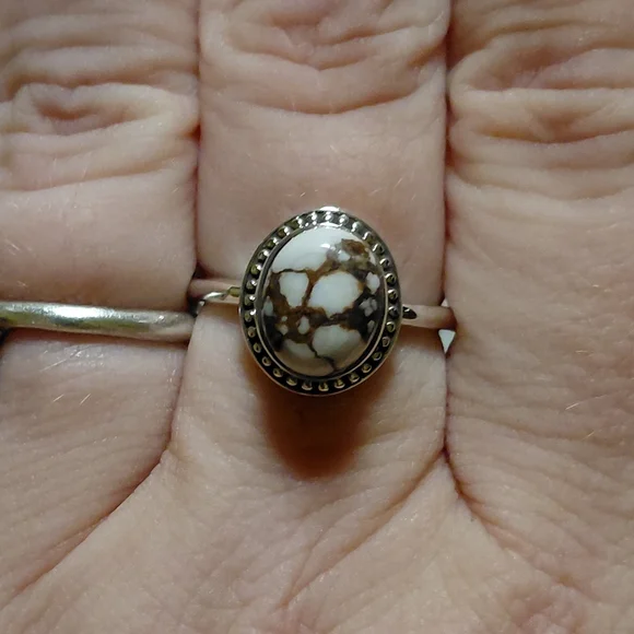 Dainty Wild Horse Jasper Sterling Silver Ring